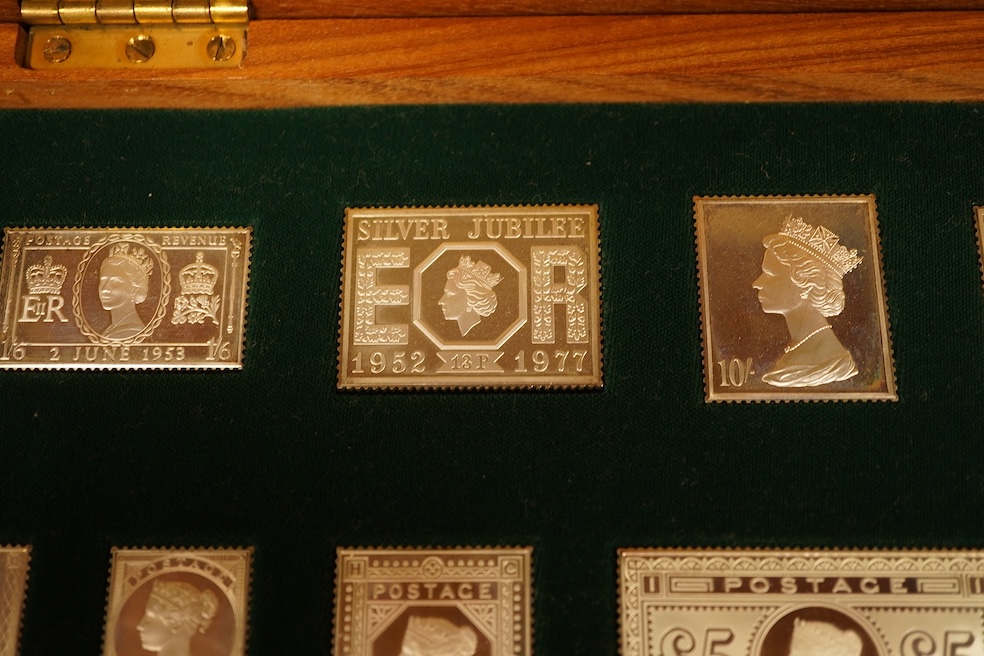 Hallmark collections, 'The Stamps of Royalty', produced in sterling silver to commemorate the Queen‘s silver jubilee 1977, cased with certificate